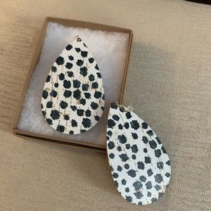 Nickel and Suede spotted cork leather earrings